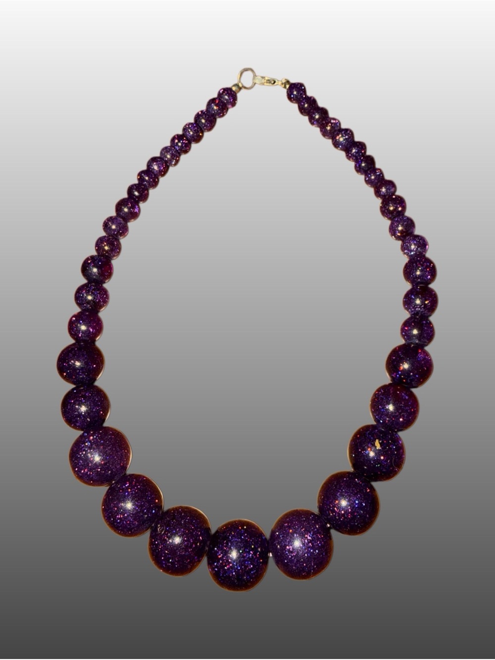 Splendette Purple Glitter Bead Necklace - Womens Jewelry